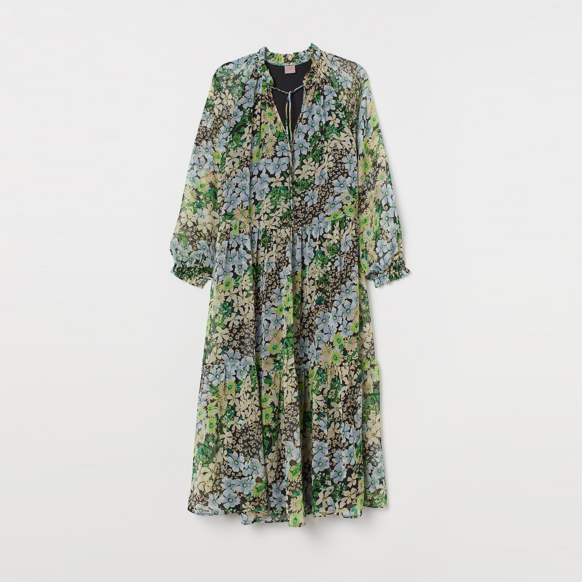 

Платье H&M 060855896  Черное с зеленым и голубым, Платье H&M 060855896 4XL Черное с зеленым и голубым