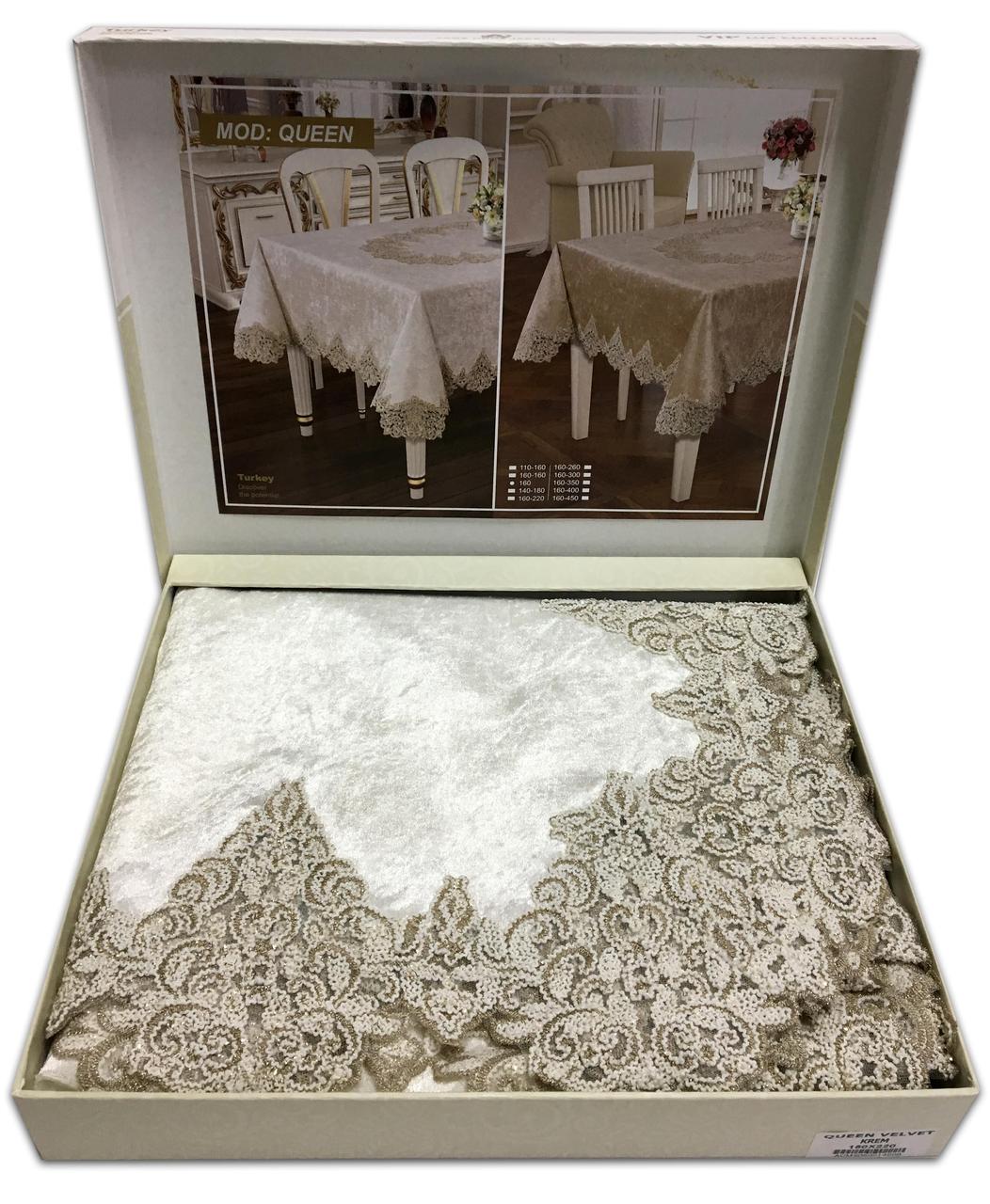 

Скатерть Велюр Acme Tekstil 160x300 Quenn Cream