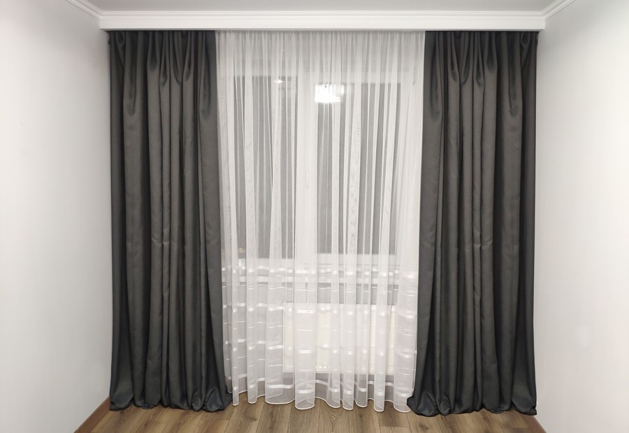 

Штори Льон Dimout Soft, 200х280, 2 шт, Темно-сірі