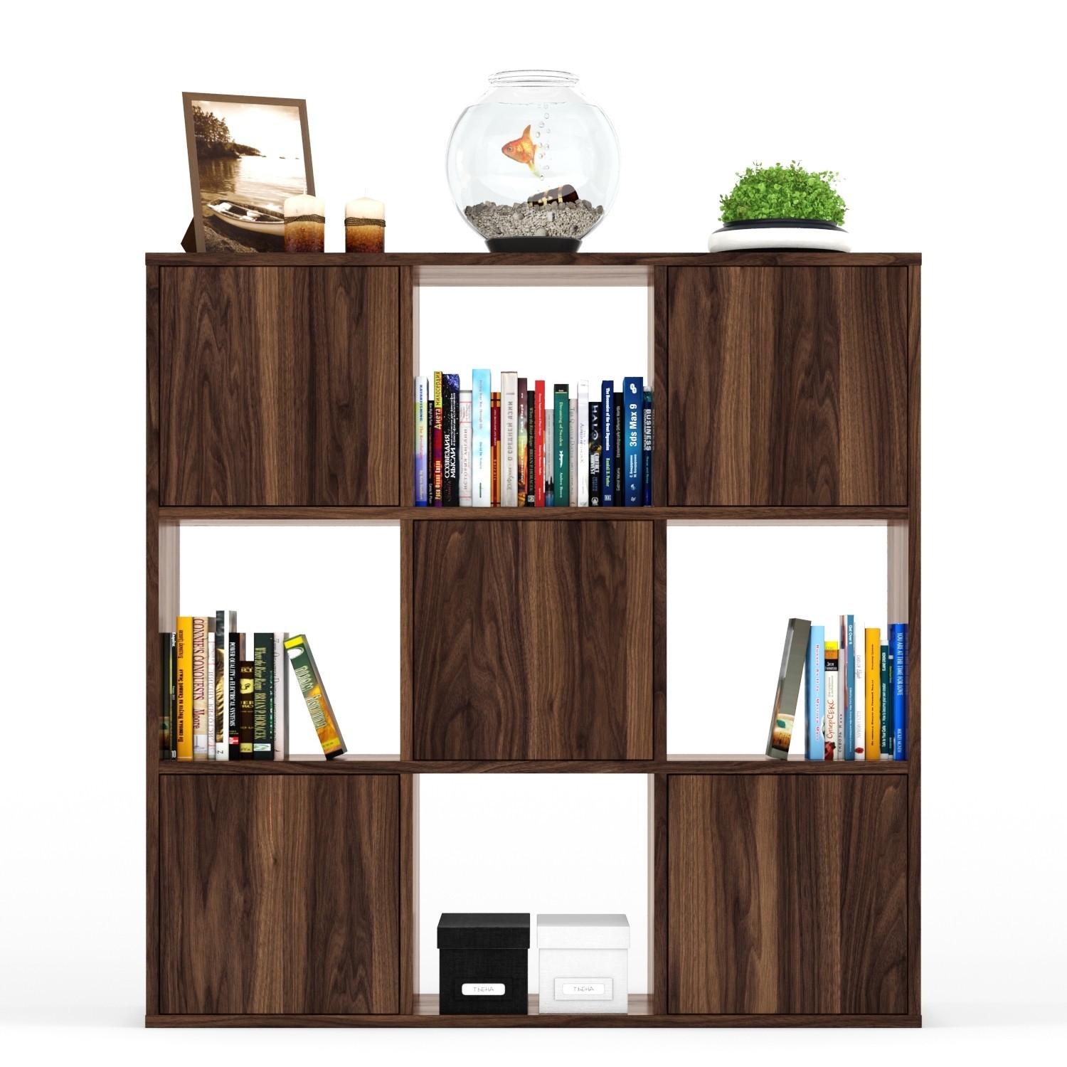 

Этажерка Куб, с дверцами, орех