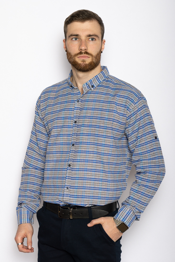 

Рубашка в мелкую клетку Time of Style 511F034 XXXL Серо-голубой