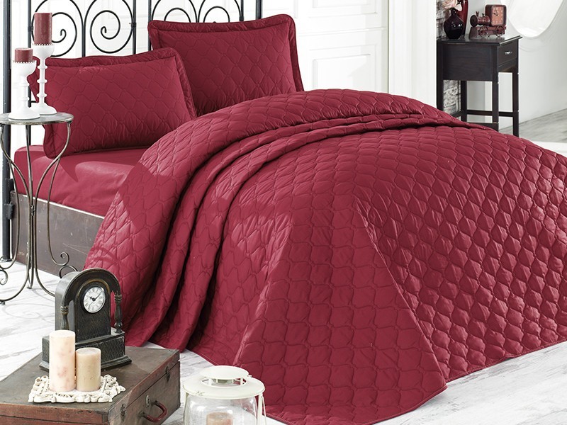 

Покрывало стеганное хлопковое с наволочками Aran Clasy 240x260 Rabel V2 Бордовый
