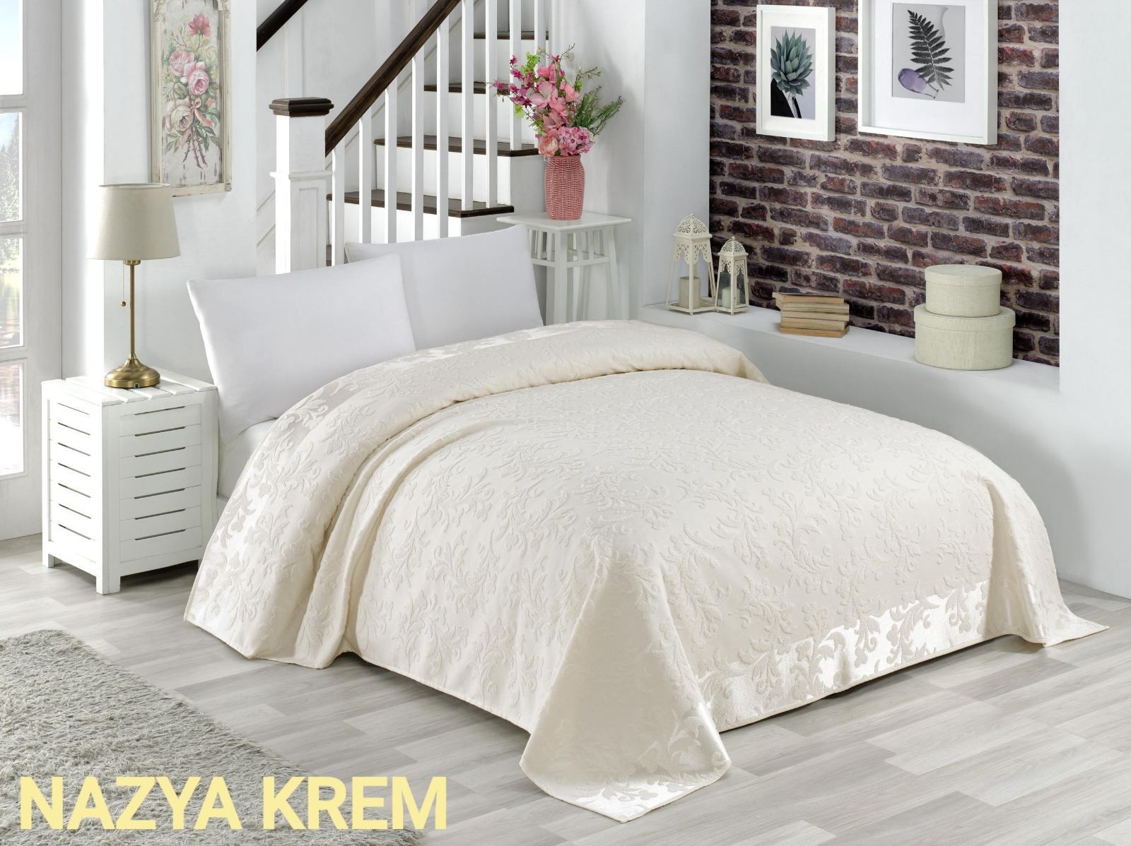 

Махровая хлопковая жаккардовая простынь Zeron 150х220 Полуторный Турция NAZYA KREM Кремовый