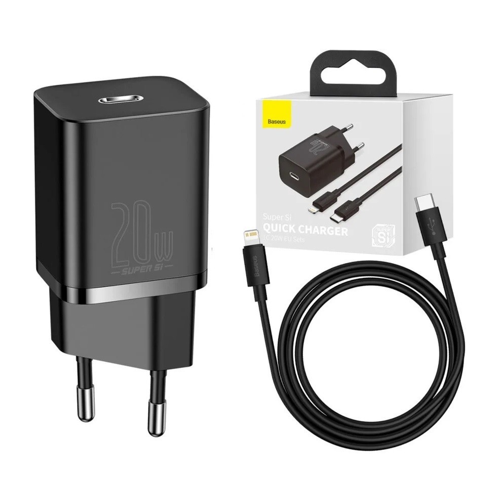 

Зарядное устройство Baseus 20W Quick Charge для iOS/Android с кабелем Lightning|Type-C