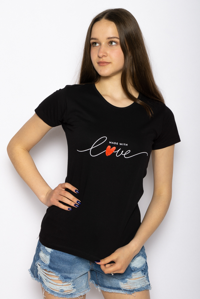 

Футболка женская с надписью Love Time of Style 600F024 S Черный