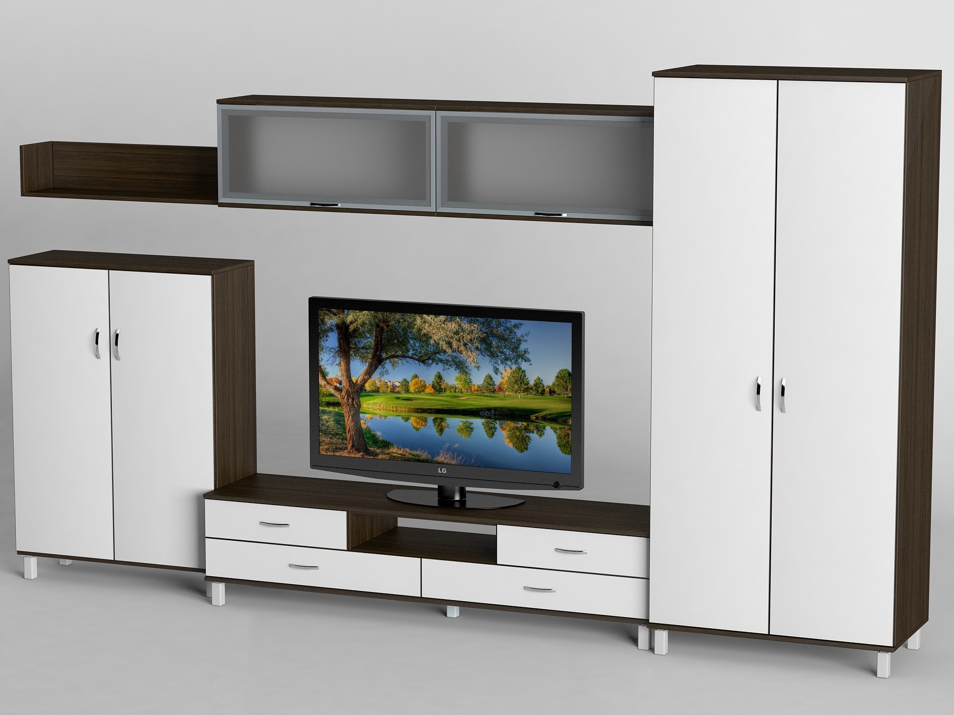 

Стенка Тиса Гостиная-01 Венге + Белый матовый