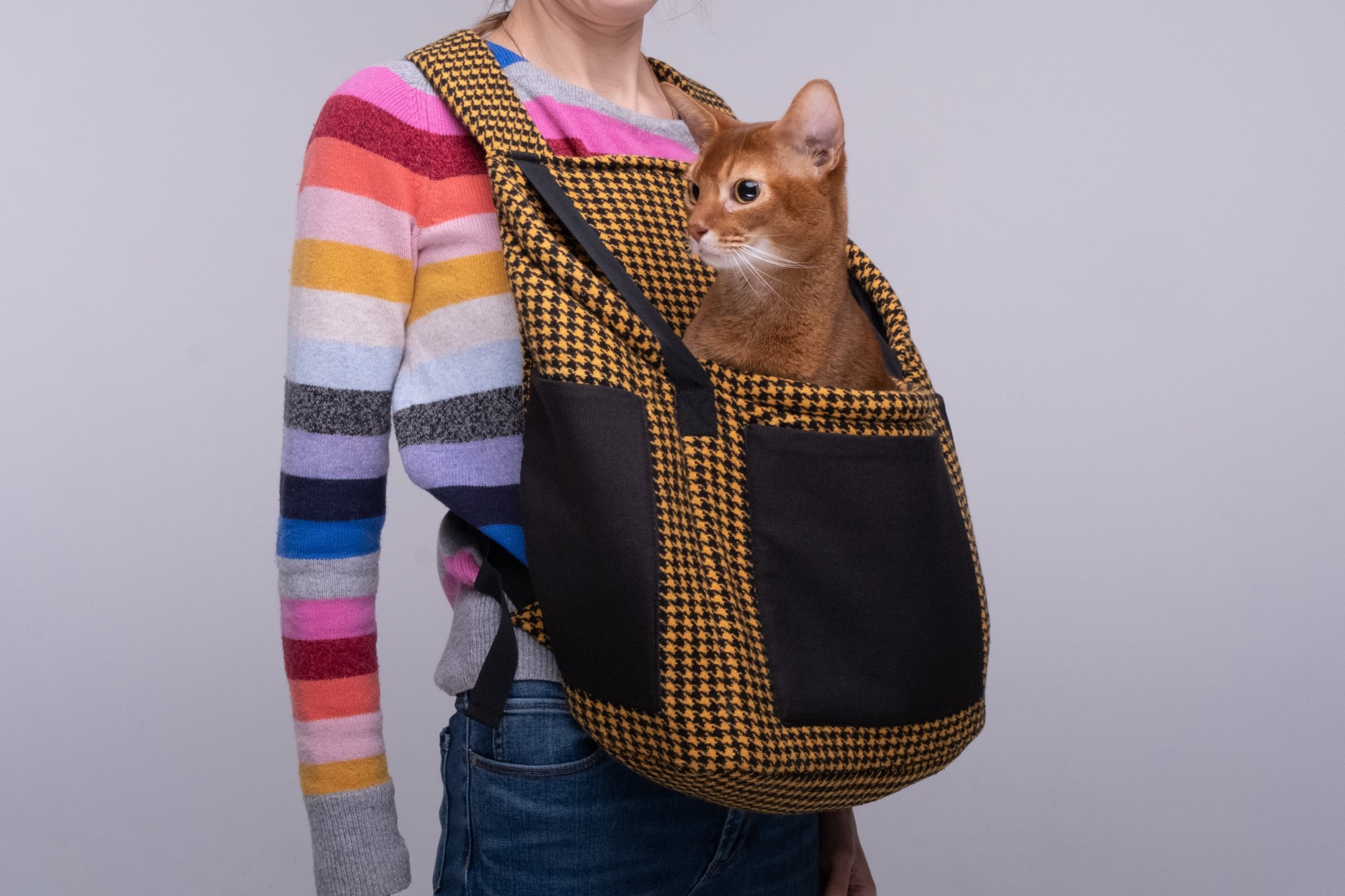 

Рюкзак - переноска для собак и кошек Pets Lounge Кенгуру, горчичный с чёрным