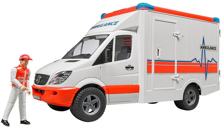 

Машинка Bruder скорая помощь Mercedes Benz Sprinter с водителем (02536)