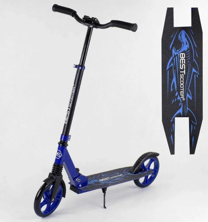 

Самокат двухколесный 97540 Best Scooter, "SHARK", зажим руля, колеса PU - 20 см, амортизатор