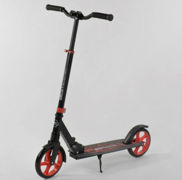 

Самокат двухколесный 39536 Best Scooter, SHARK черный с красным, зажим руля, колеса PU 20 см, амортизатор