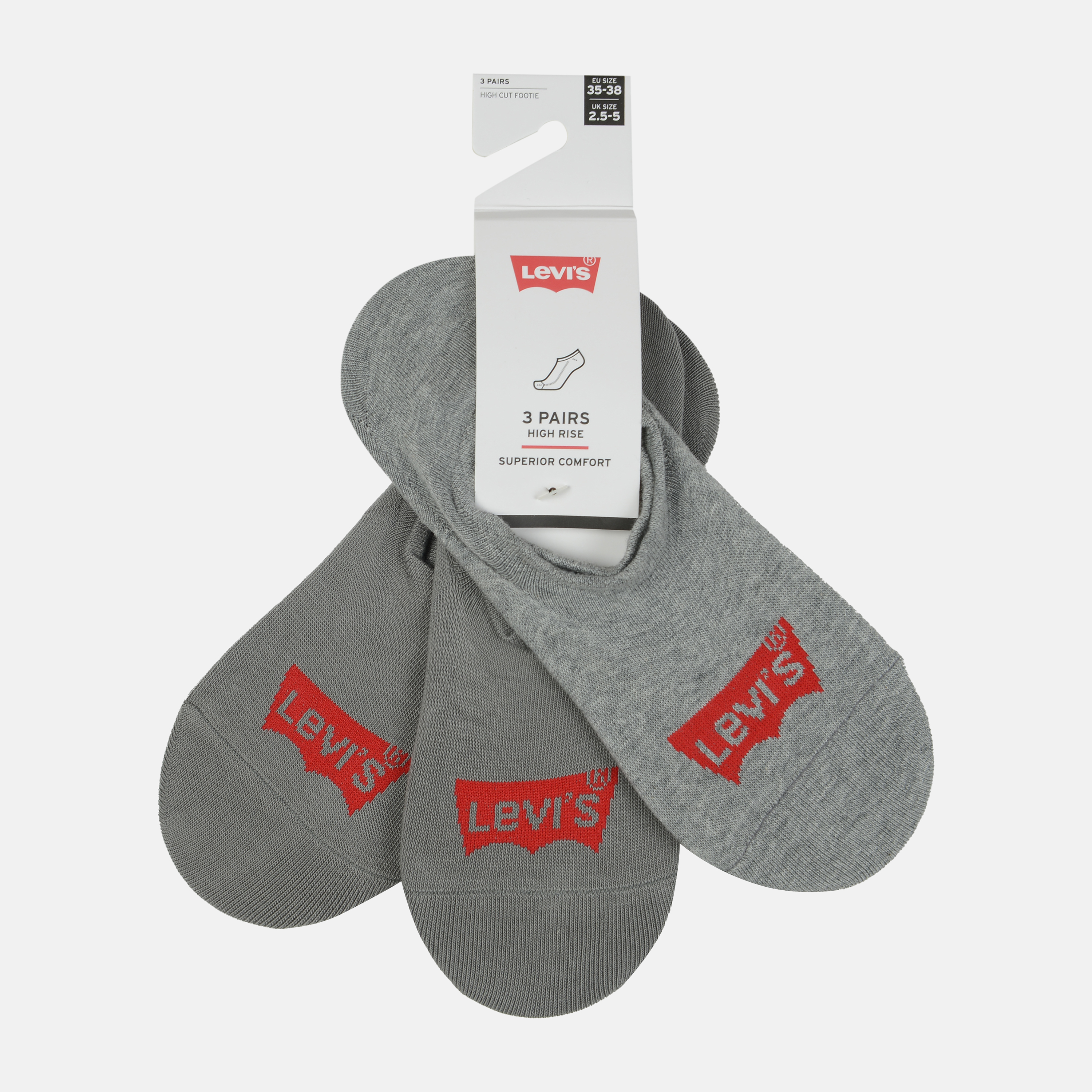 

Набор следов Levi's 100003129-004 39-42 3 пары Middle Grey Melange