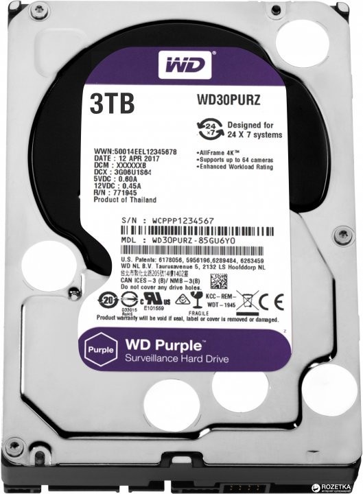 

Жесткий диск 3.5" 3TB WD (WD30PURZ)
