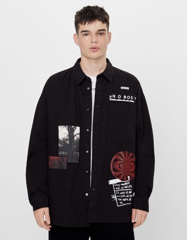 

Рубашка Bershka 5975/019/800 M Черный