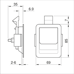

Замок врезной Penn Elcom 2480s 69*85мм стальной черный