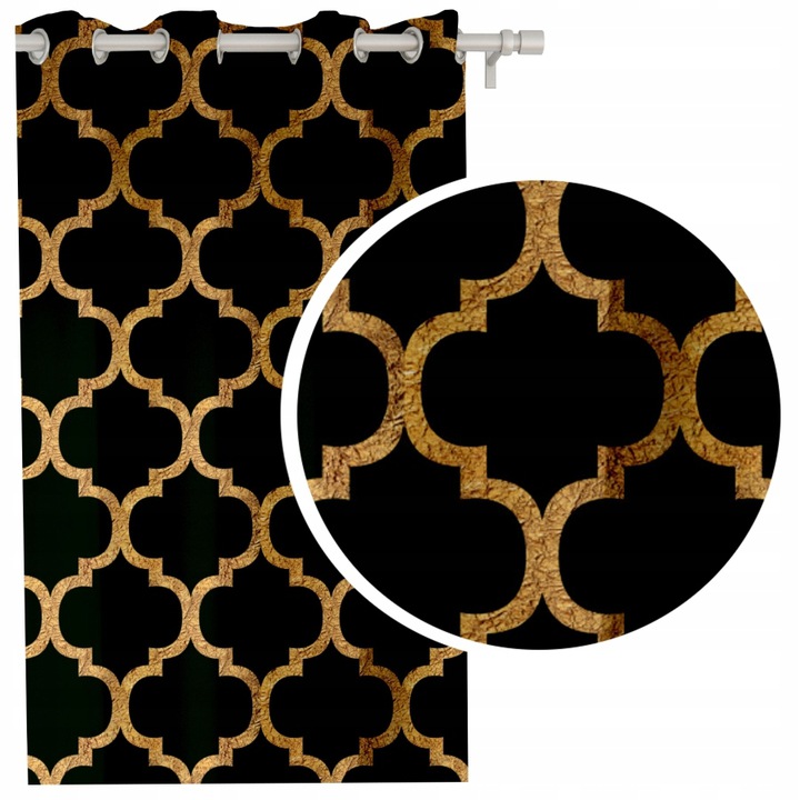 

Шторы матовые с люверсами MOROCCAN BLACK / GOLD CLOVER Ateks 145x250 см