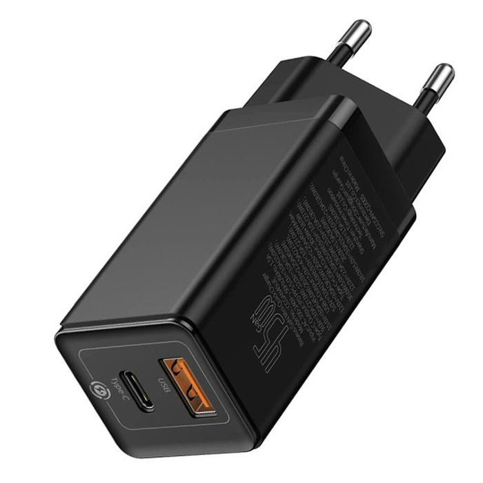 

Baseus GaN Mini Quick Charger C+U 45W with Mini Cable Type-C toType-C 60W Black (CCGAN-Q01SZUBL)