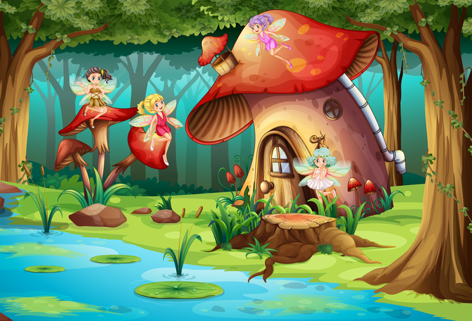 

Фотообои Детские 'Феи возле реки' (1262) , Классик