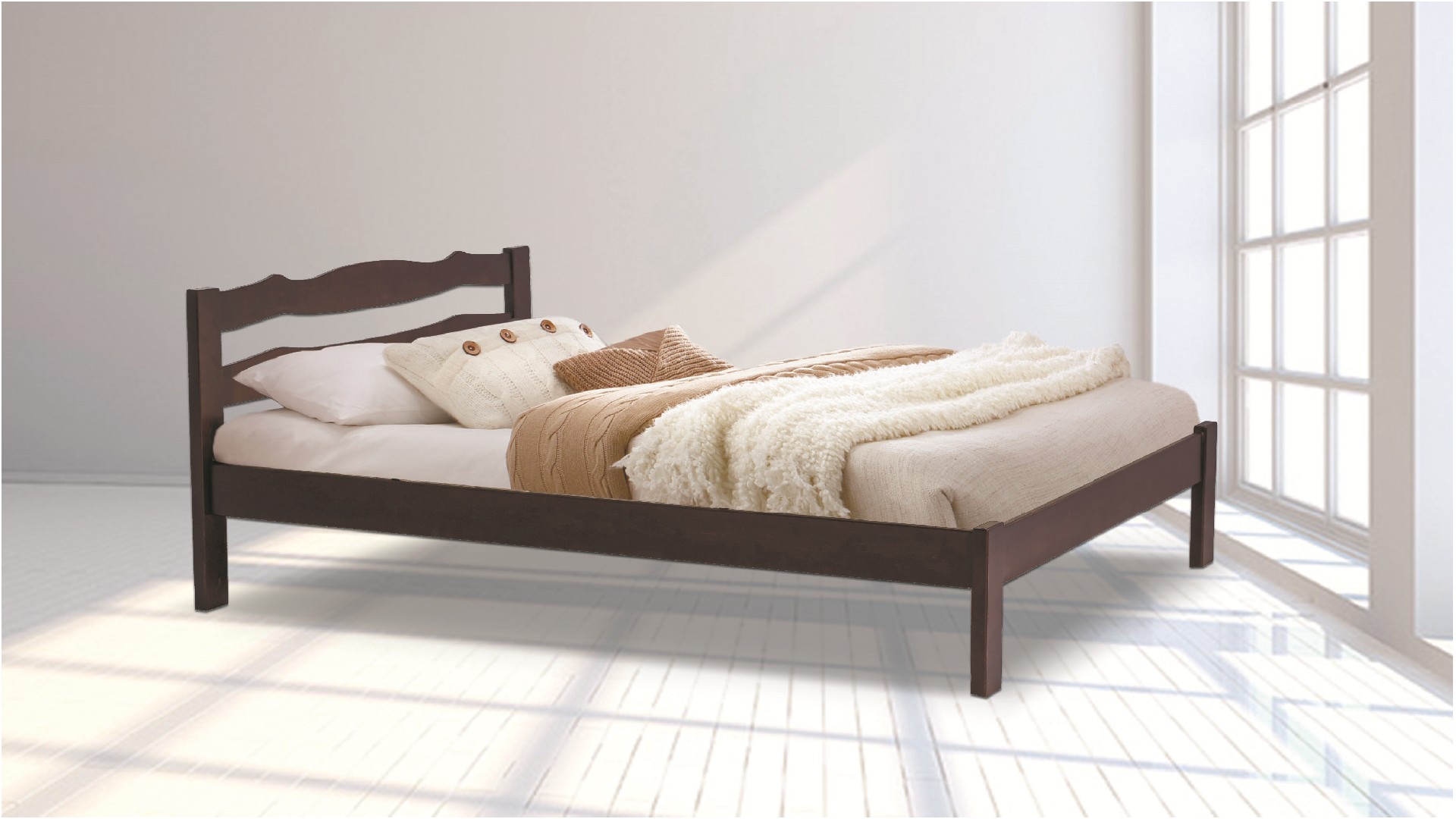 

Кровать RoomerIN Бритни из массива ольхи 180*200 орех