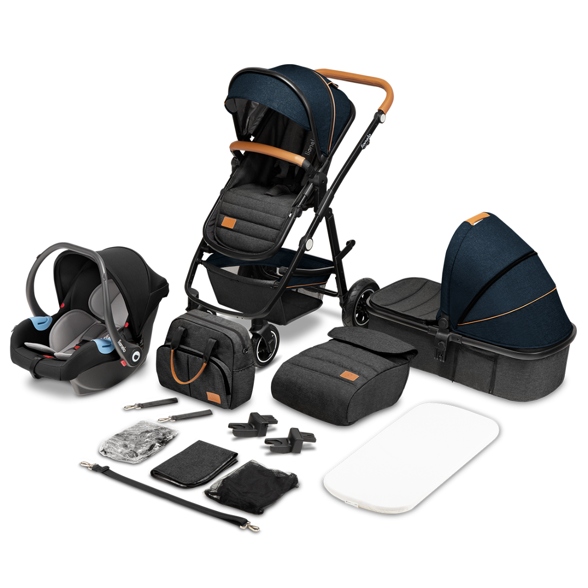 

Универсальная коляска 3 в 1 Lionelo AMBER BLUE NAVY
