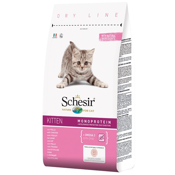 

Cухой монопротеиновый корм для котят с курицей Шезир Schesir Cat Kitten 1,5 кг