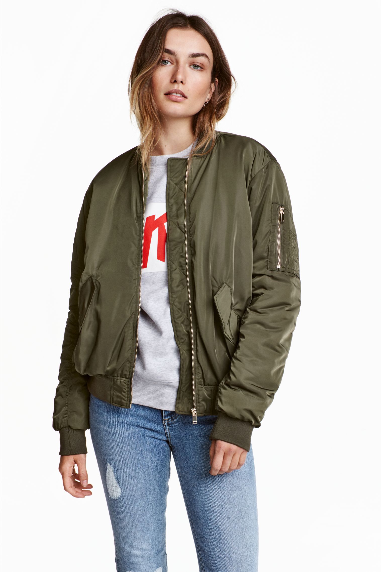 

Бомбер H&M  хаки 18034279514, Бомбер H&M 34 хаки 18034279514