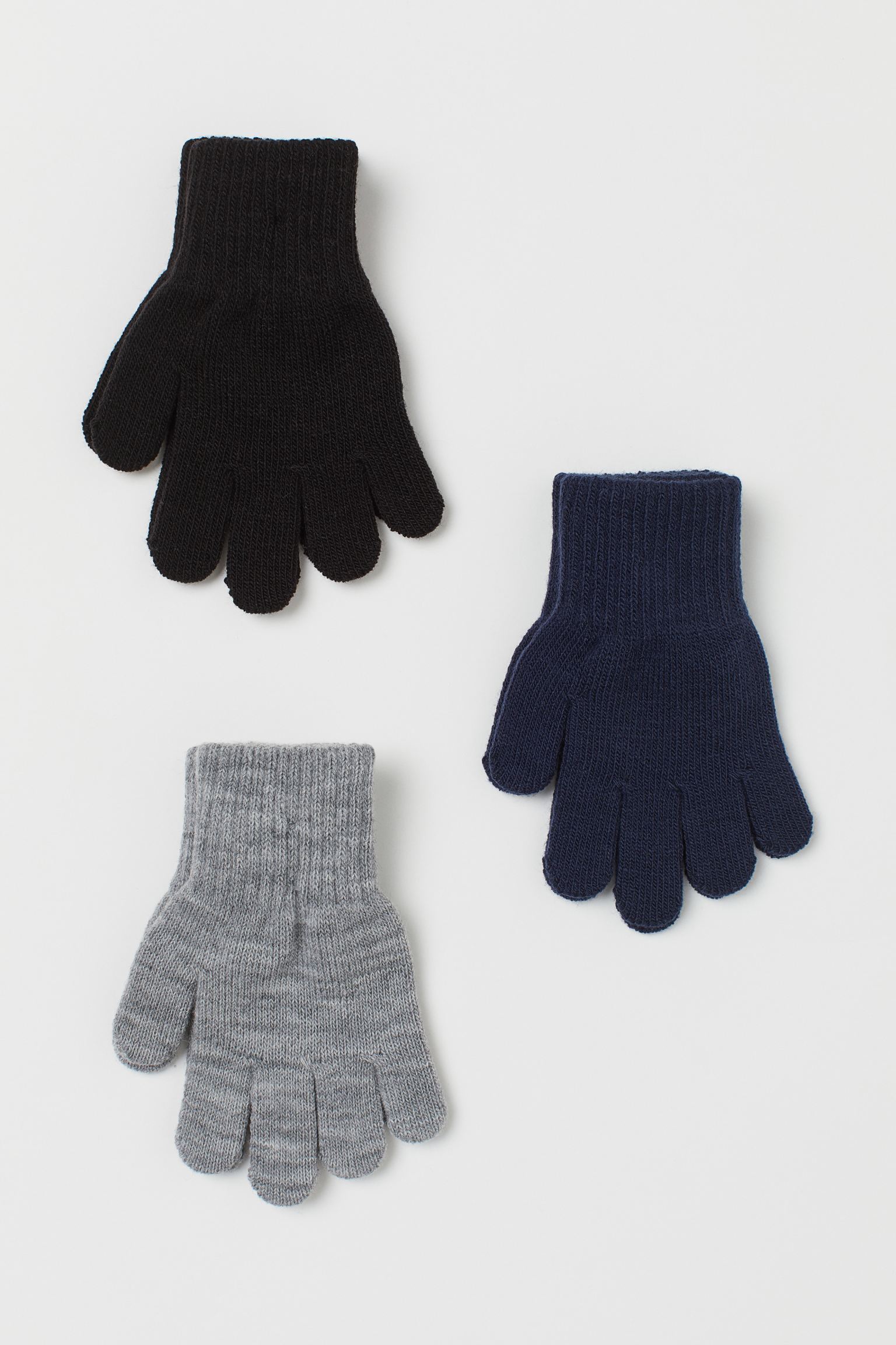 

Перчатки (3шт) H&M 110 128см черный, синий, серый 17036947262
