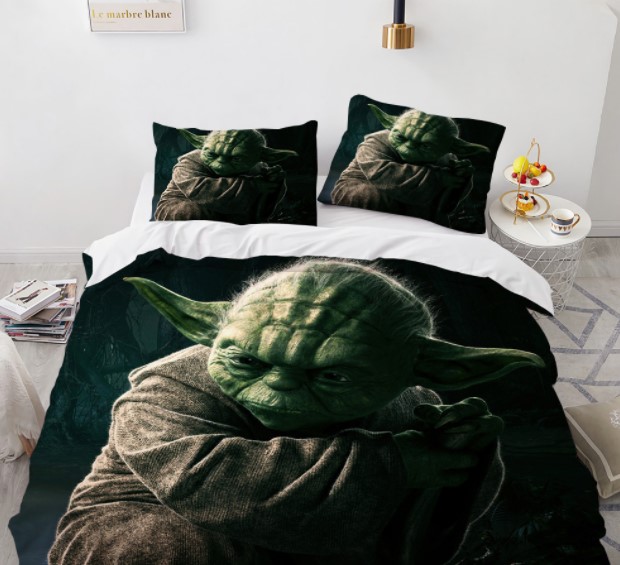 

Комплект постельного белья из трех частей с 3D рисунком Yoda Master Йода Майстер №17