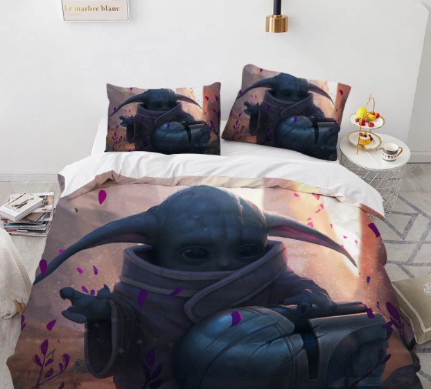 

Комплект постельного белья из трех частей с 3D рисунком Yoda Master Йода Майстер №14