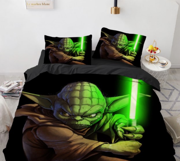 

Комплект постельного белья из трех частей с 3D рисунком Yoda Master Йода Майстер №22