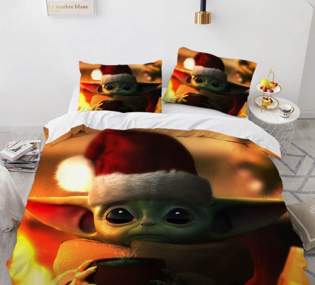

Комплект постельного белья из трех частей с 3D рисунком Yoda Master Йода Майстер №9