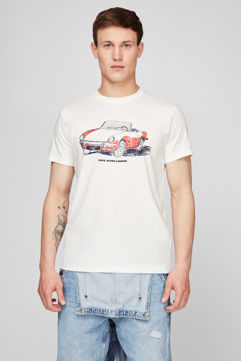 

Мужская белая футболка GARY Pepe Jeans S PM507755