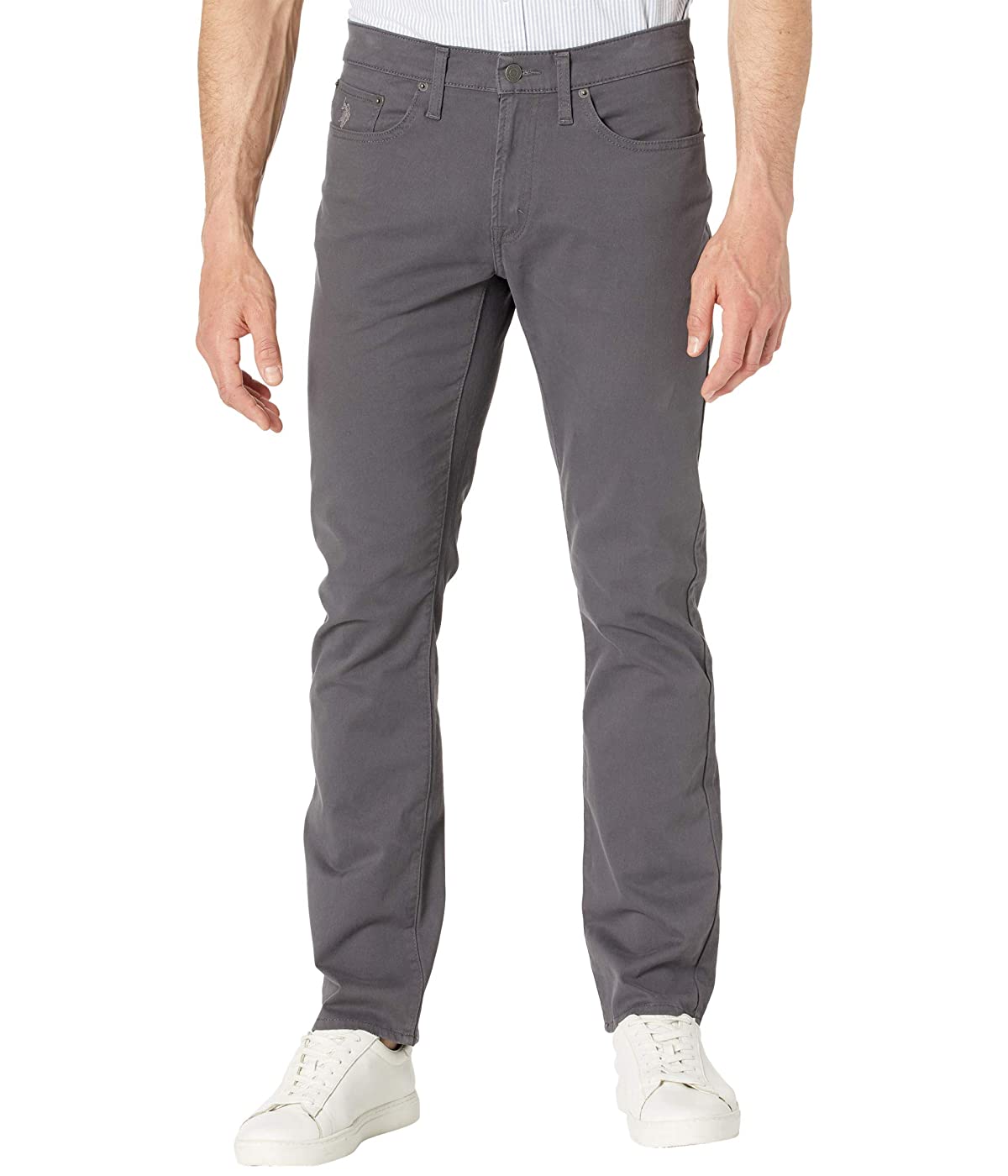 

Брюки U.S. POLO Slim Straight Stretch Five-Pocket Pants Forged Iron, 42W 32L
