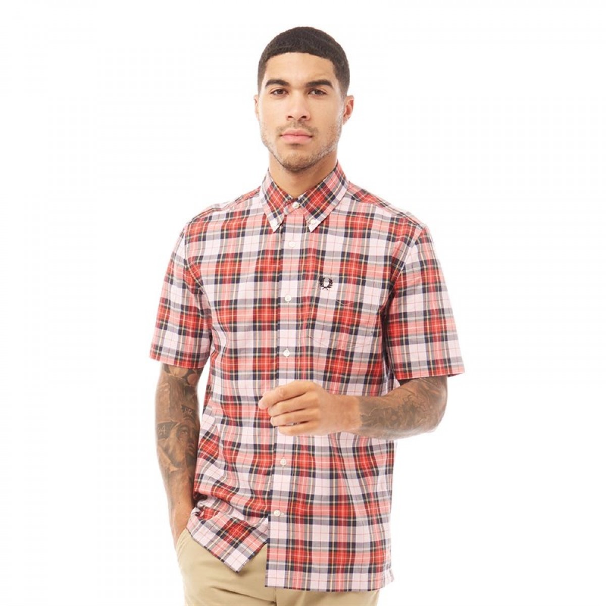 

Рубашка Fred Perry Saturated Tartan Short Sleeve Shirt Bright Pink Multi Check, S (44)
