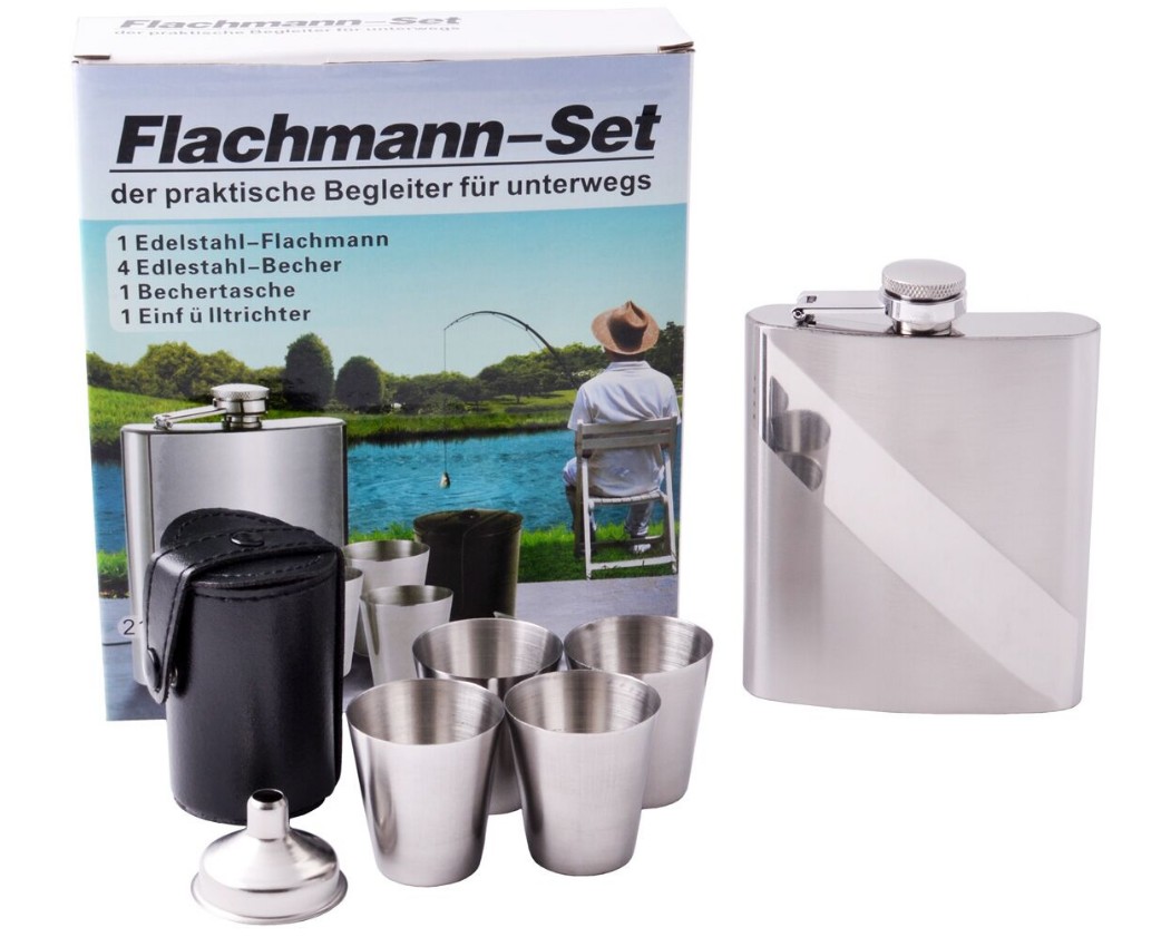 

Подарочный набор, фляга Flachmann-Set с полированной лентой по диагонали.