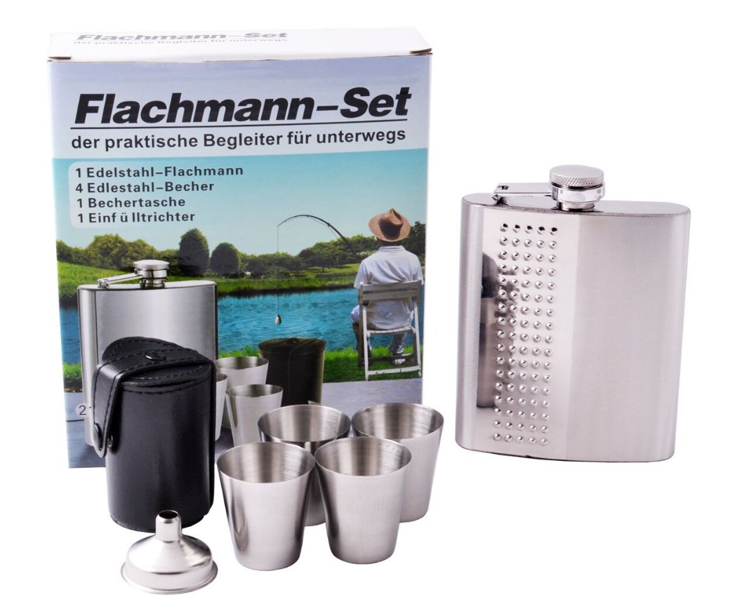 

Подарочный набор, фляга Flachmann-Set с отчеканенной структурой с одной стороны.