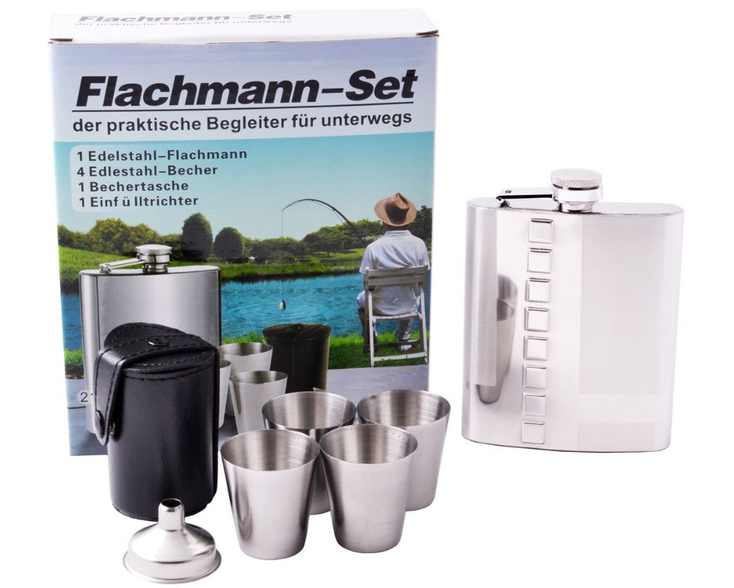 

Подарочный набор, фляга Flachmann-Set с отчеканенной структурой виде квадратиков.
