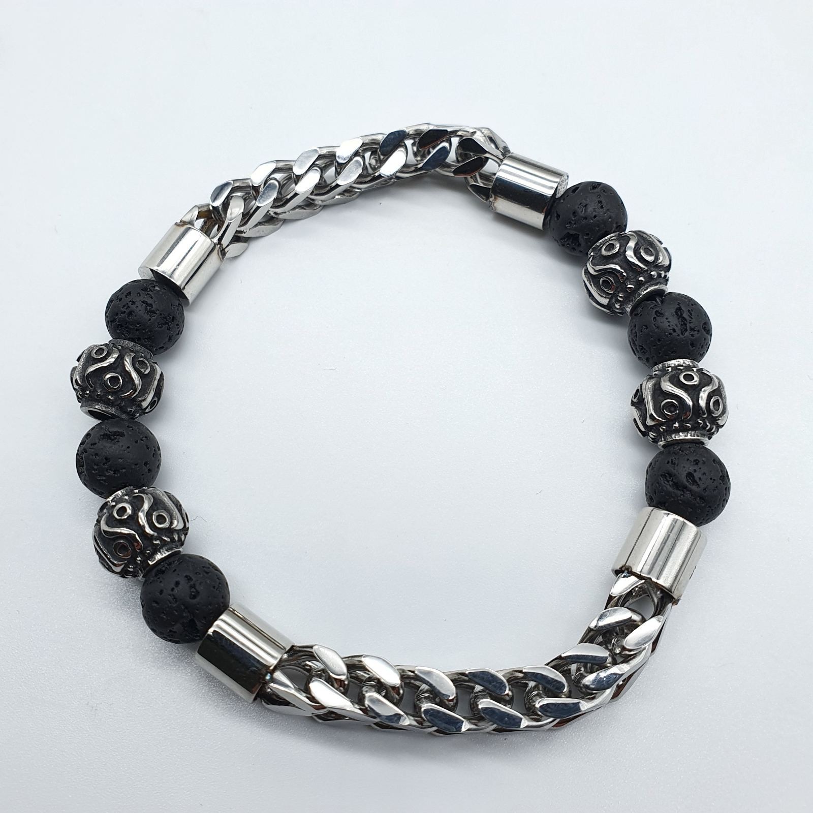 

Браслет бусы Steel Evolution "Business casual" и медицинской стали и лавы 3738