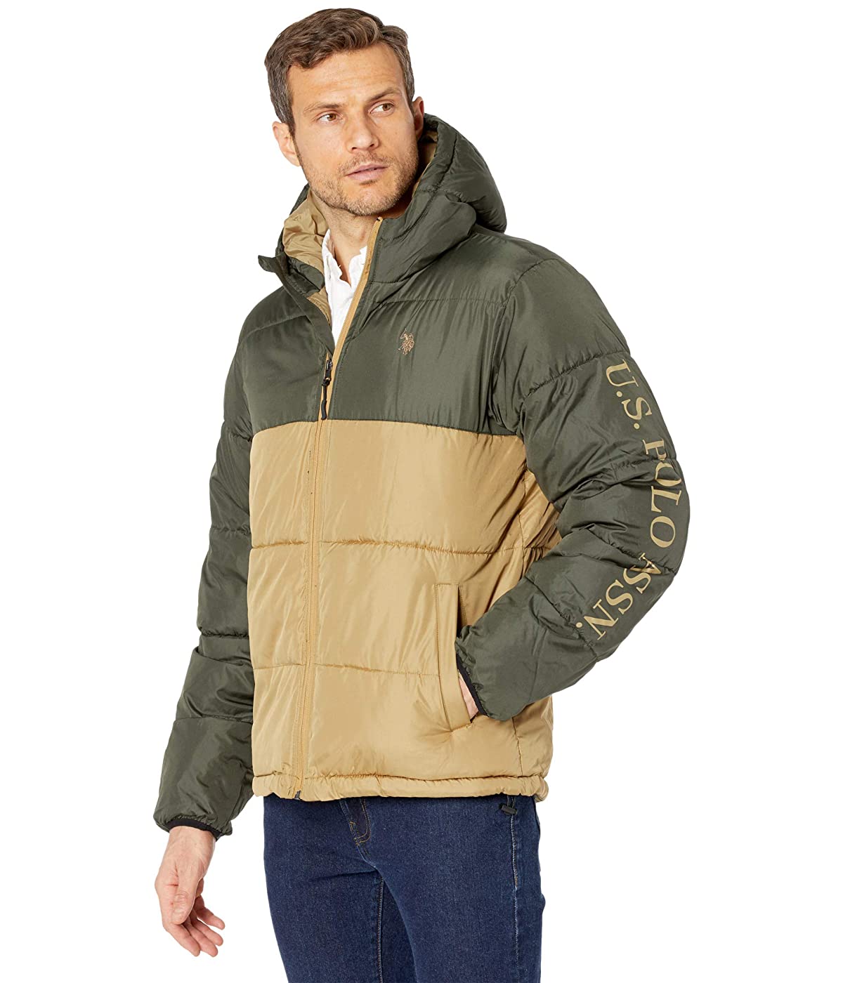 

Куртка U.S. POLO Color-Blocked Padded Puffer Green Beret, XXL (52)
