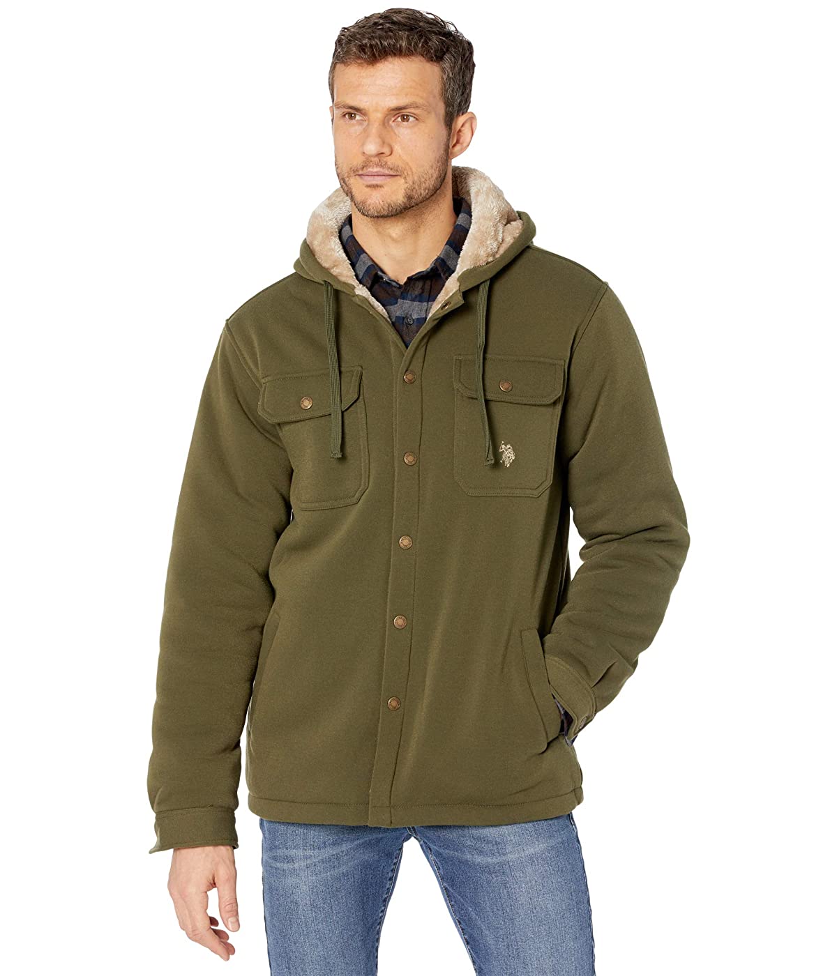 

Куртка U.S. POLO Fleece Shirt Hoodie Green Beret, XL (50)