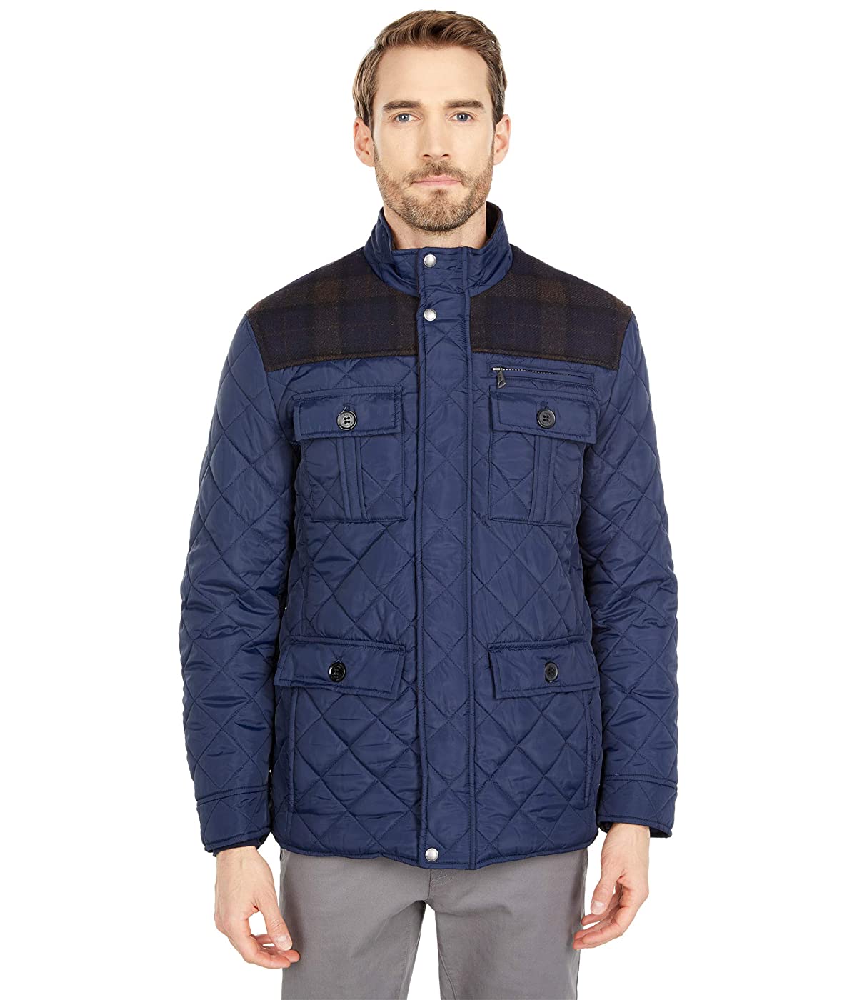 

Куртка Cole Haan 29" Essential Quilt Mixed Media Multi Pocket Jacket Navy, S (44)