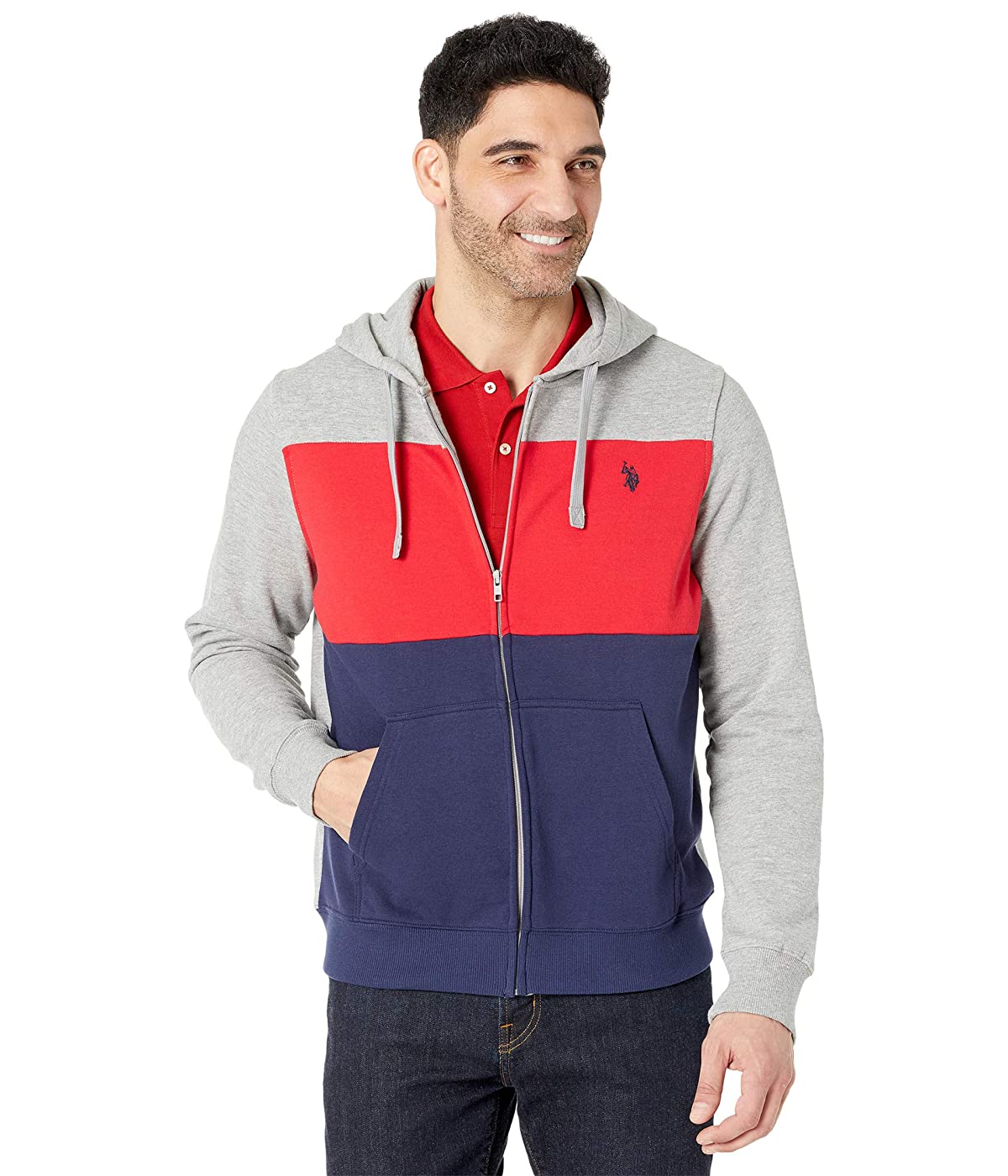 

Толстовка U.. POLO Full Zip Color-Block Heather Grey,  (44, Толстовка U.S. POLO Full Zip Color-Block Heather Grey, S (44)
