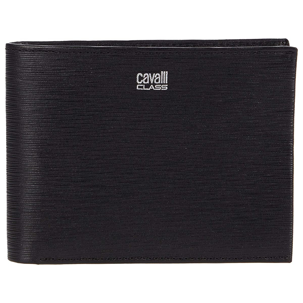 

Кошелек Roberto Cavalli Bifold with Silver Metal Logo Plaque Black, Универсальный