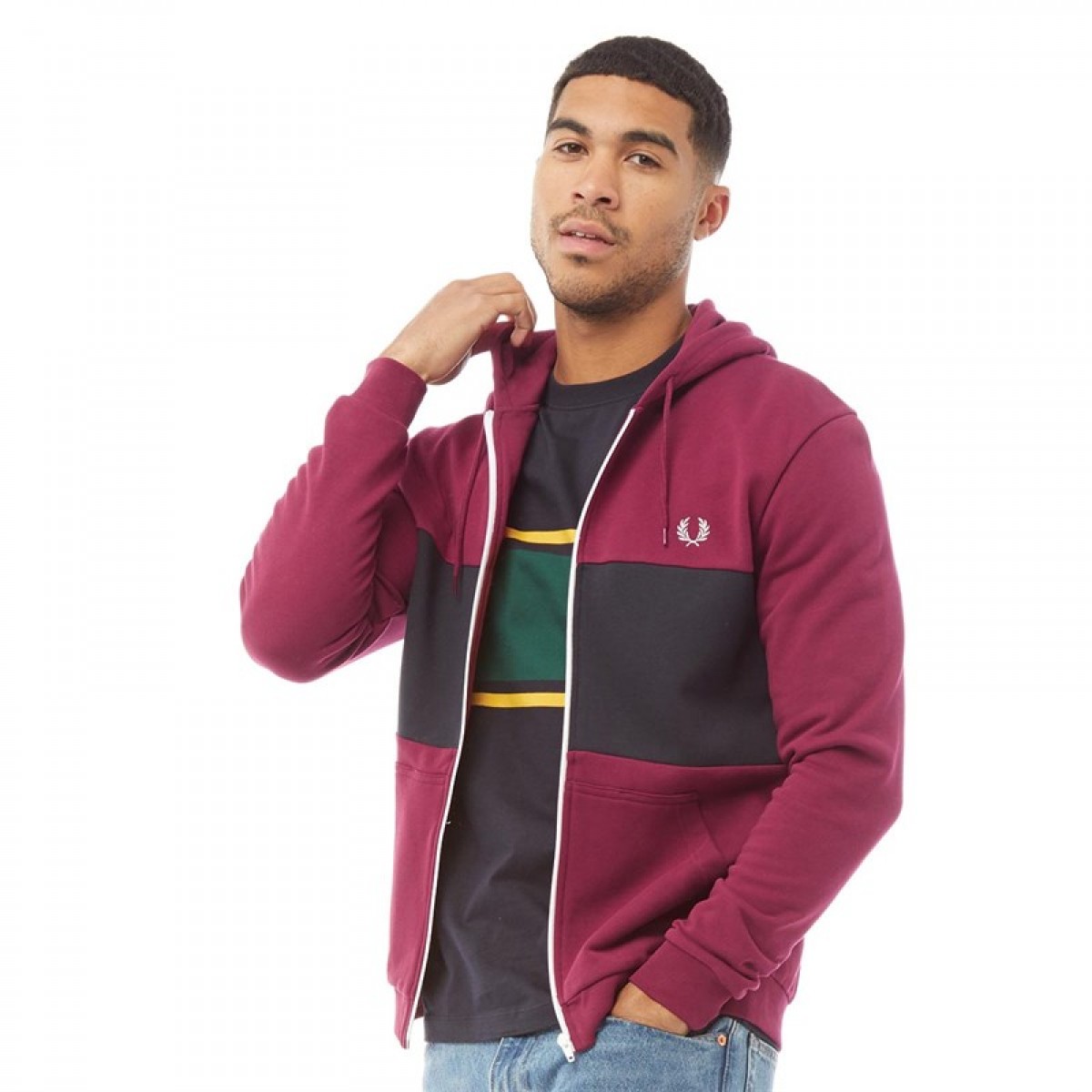 

Толстовка Fred Perry Colour Block Hooded Sweat Tawny Port Burgundy, XS (42)