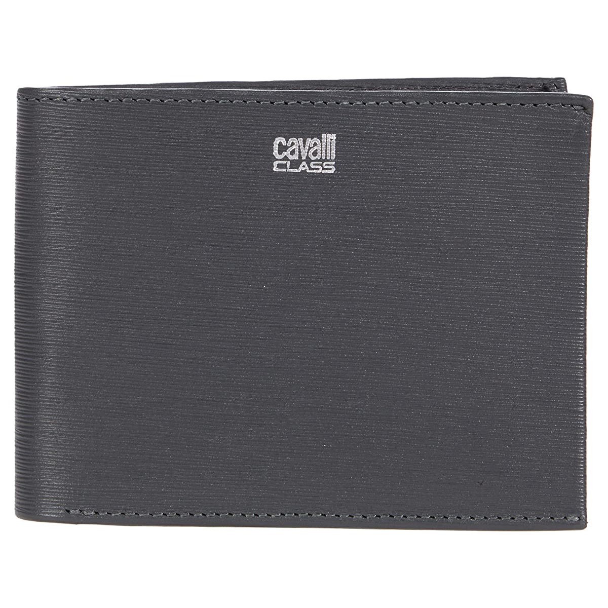 

Кошелек Roberto Cavalli Bifold with Silver Metal Logo Plaque Grey, Универсальный