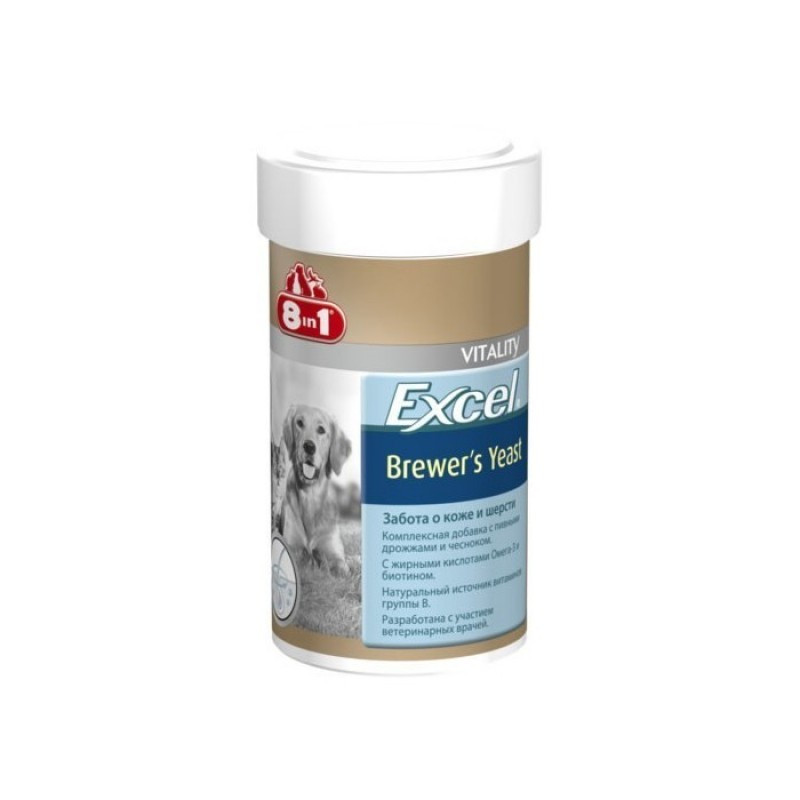 

Витамины 8в1 Excel Brewers Yeast пивные дрожжи для собак, 1430 табл