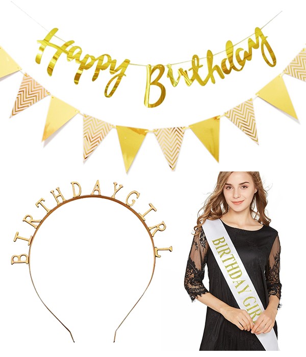 

Набор для дня рождения девочки "Birthday Girl" золотой (BG-01)