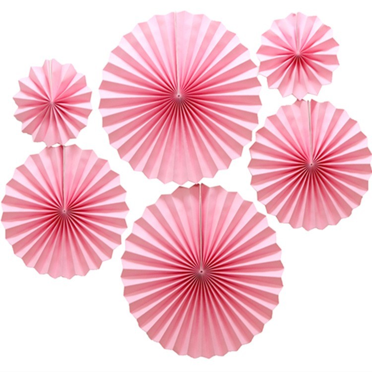 

Набор бумажных вееров "Solid light pink mix" 6 шт (F-031)