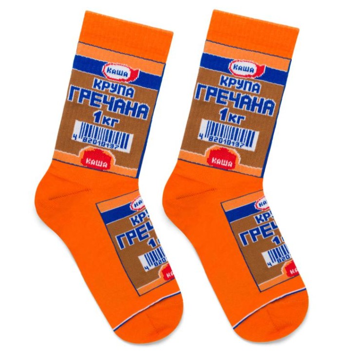 

Мужские - молодёжные носки NiceSocks, средней длины с модным принтом Крупа гречана ,41-45 р-р