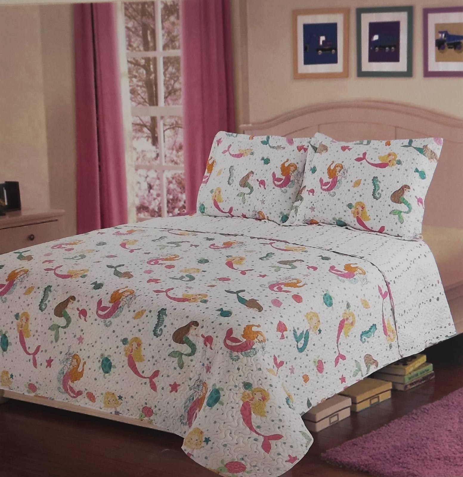 

Постельный комплект Mantex ,русалка , бело розовый ,Размер King 270x235см