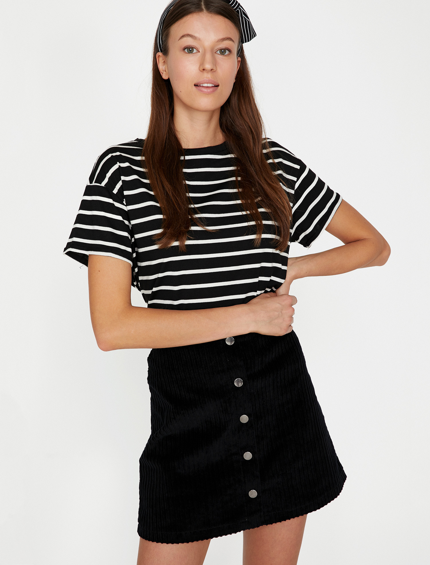 

Футболка Koton 9KAK12082YK-10N L White Stripe